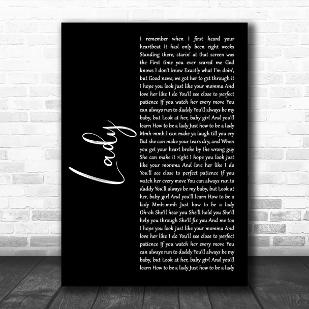 Brett Young Lady Black Script Song Lyric Music Art Print