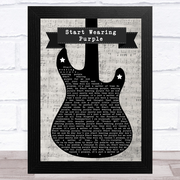 Gogol Bordello Start Wearing Purple Electric Guitar Music Script Song Lyric Music Art Print