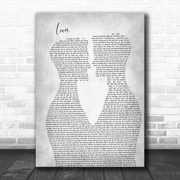 Taylor Swift Lover Two Men Gay Couple Wedding Grey Song Lyric Music Art Print