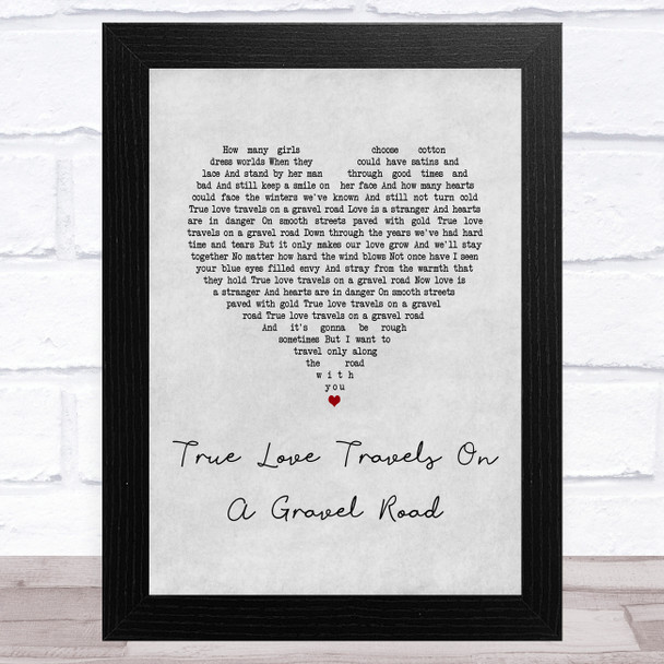 Nick Lowe True Love Travels On A Gravel Road Grey Heart Song Lyric Music Art Print