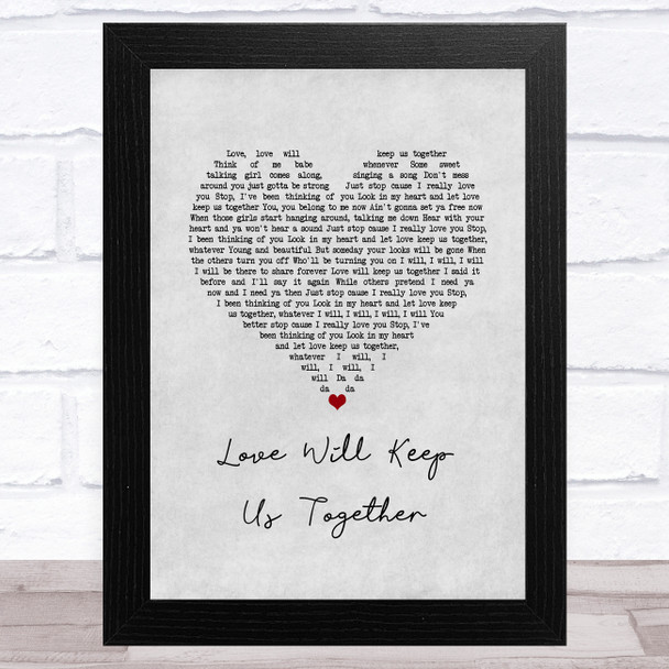 Captain & Tennille Love Will Keep Us Together Grey Heart Song Lyric Music Art Print