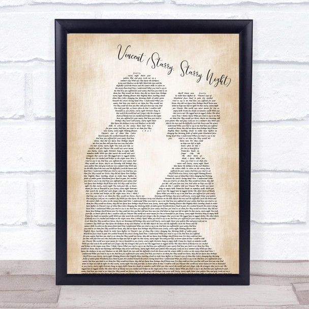 Don McLean Vincent (Starry, Starry Night) Man Lady Bride Groom Song Lyric Music Wall Art Print
