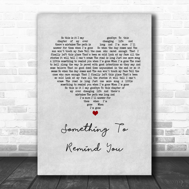 Staind Something To Remind You Grey Heart Song Lyric Music Art Print