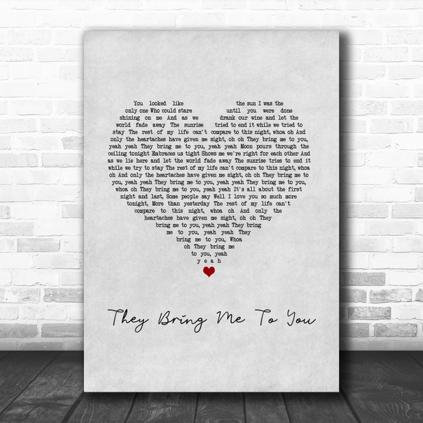 Joshua Radin They Bring Me To You Grey Heart Song Lyric Music Art Print