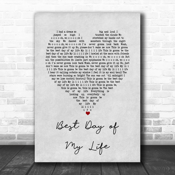 American Authors Best Day of My Life Grey Heart Song Lyric Music Art Print