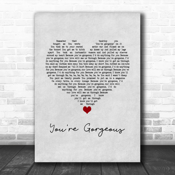 Baby Bird You're Gorgeous Grey Heart Song Lyric Music Art Print