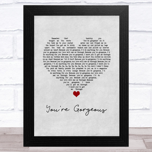 Baby Bird You're Gorgeous Grey Heart Song Lyric Music Art Print