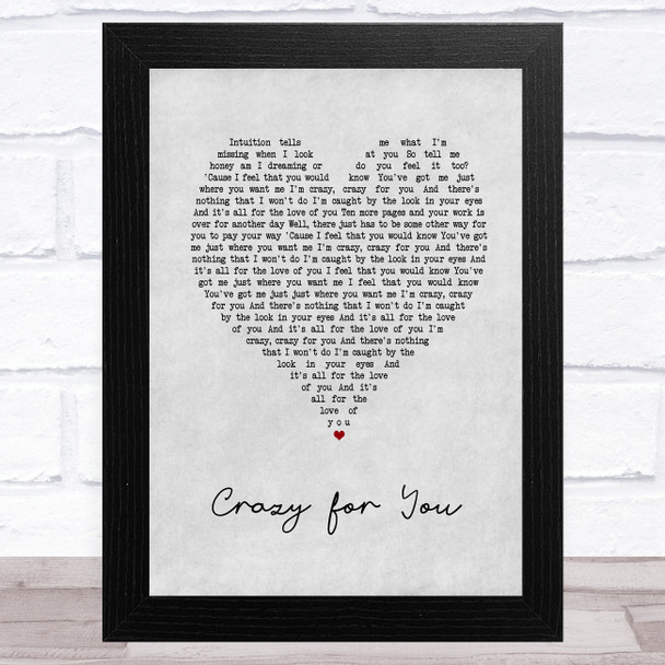 Let Loose Crazy for You Grey Heart Song Lyric Music Art Print