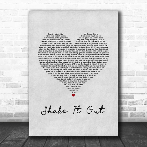 Florence + The Machine Shake It Out Grey Heart Song Lyric Music Art Print