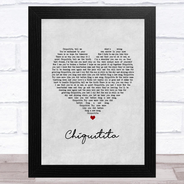 ABBA Chiquitita Grey Heart Song Lyric Music Art Print