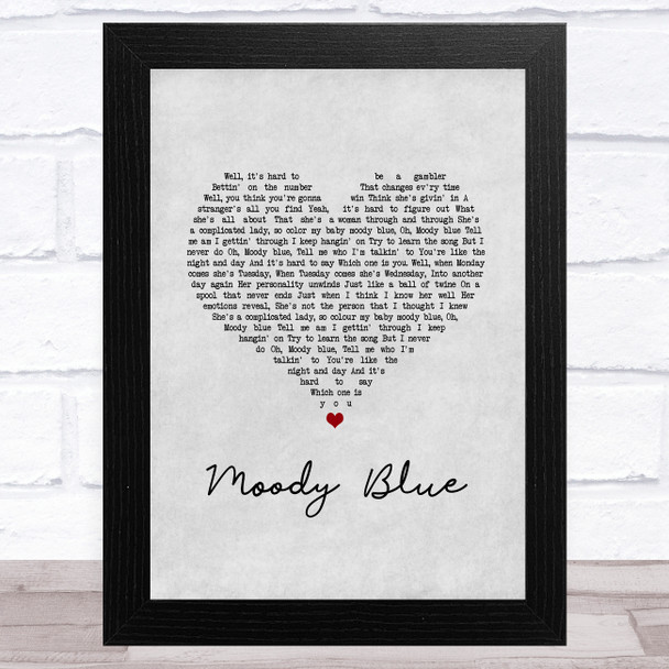 Elvis Presley Moody Blue Grey Heart Song Lyric Music Art Print