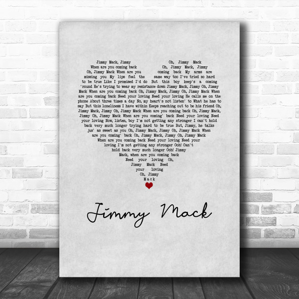 Martha And The Vandellas Jimmy Mack Grey Heart Song Lyric Music Art Print