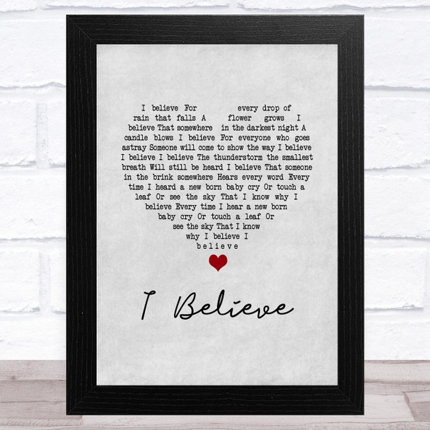 Robson & Jerome I Believe Grey Heart Song Lyric Music Art Print