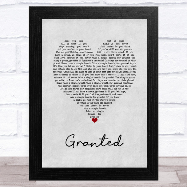 Josh Groban Granted Grey Heart Song Lyric Music Art Print