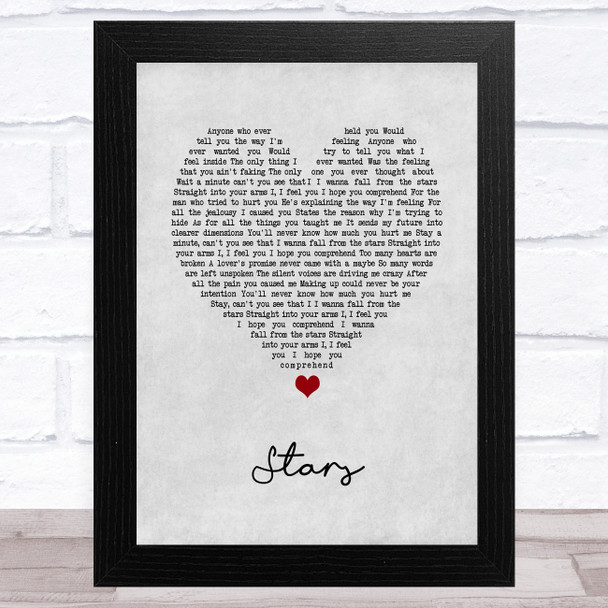 Simply Red Stars Grey Heart Song Lyric Music Art Print