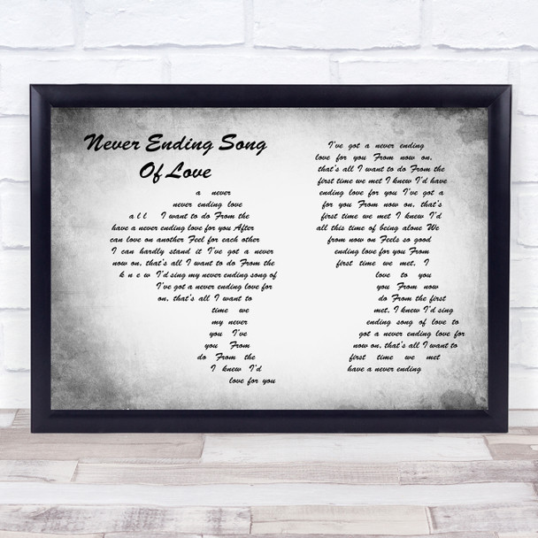New Seekers Never ending song of love Man Lady Couple Grey Song Lyric Music Art Print