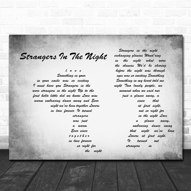 Frank Sinatra Strangers In The Night Man Lady Couple Grey Song Lyric Music Art Print