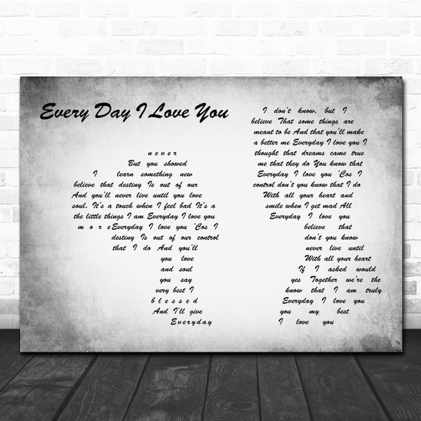Boyzone Every Day I Love You Man Lady Couple Grey Song Lyric Music Art Print
