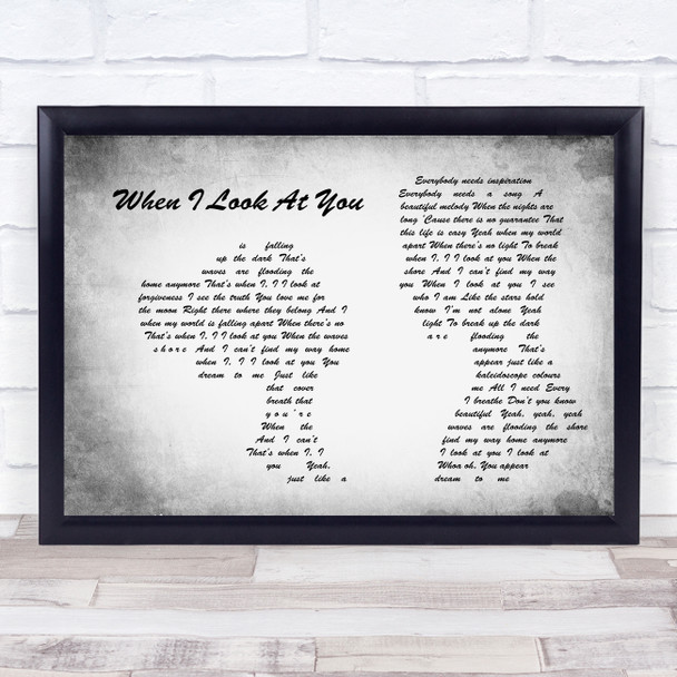 Miley Cyrus When I Look At You Man Lady Couple Grey Song Lyric Music Art Print