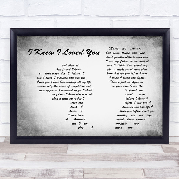 Savage Garden I Knew I Loved You Man Lady Couple Grey Song Lyric Music Art Print