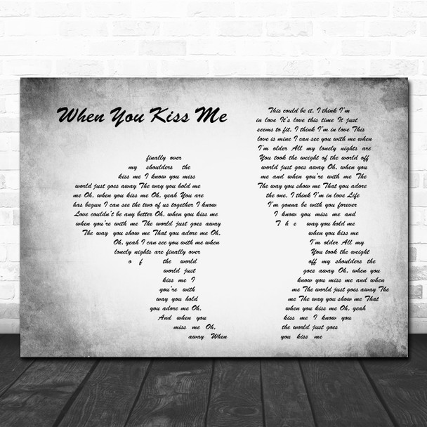 Shania Twain When You Kiss Me Man Lady Couple Grey Song Lyric Music Art Print