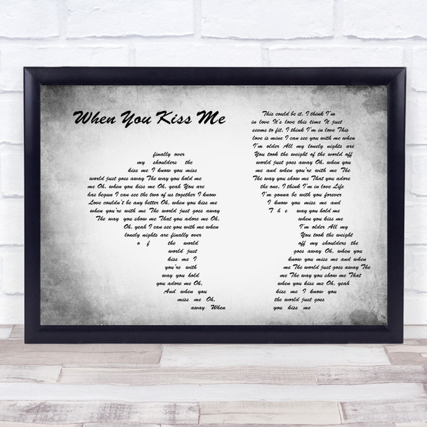 Shania Twain When You Kiss Me Man Lady Couple Grey Song Lyric Music Art Print