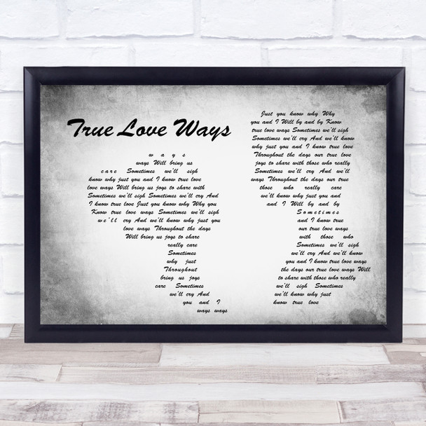 Buddy Holly True Love Ways Man Lady Couple Grey Song Lyric Music Art Print