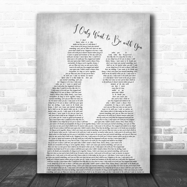 Dusty Springfield I Only Want to Be with You Man Lady Bride Groom Wedding Grey Song Lyric Music Art Print