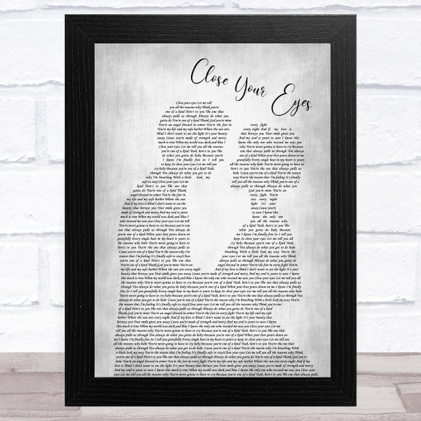 Michael Buble Close Your Eyes Man Lady Bride Groom Wedding Grey Song Lyric Music Art Print