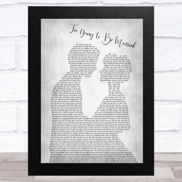 The Hollies Too Young to Be Married Man Lady Bride Groom Wedding Grey Song Lyric Music Art Print