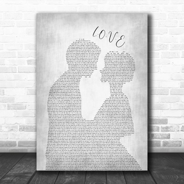 Nat King Cole L-O-V-E Man Lady Bride Groom Wedding Grey Song Lyric Music Art Print