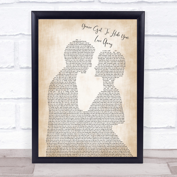 The Beatles You've Got To Hide Your Love Away Bride Groom Song Lyric Music Wall Art Print