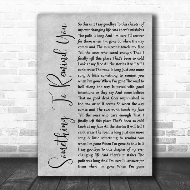 Staind Something To Remind You Grey Rustic Script Song Lyric Music Art Print