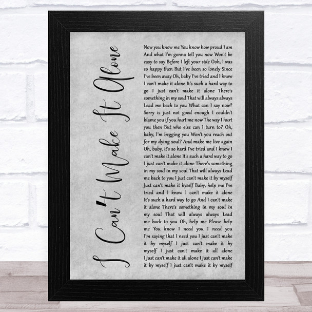 Dusty Springfield I Cant Make It Alone Grey Rustic Script Song Lyric Music Art Print