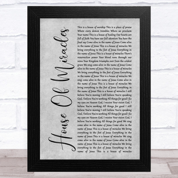 Brandon Lake House Of Miracles Grey Rustic Script Song Lyric Music Art Print