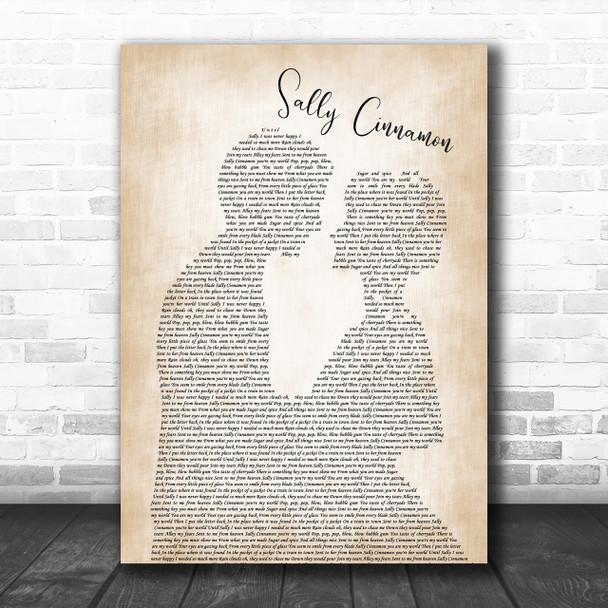 The Stone Roses Sally Cinnamon Man Lady Bride Groom Wedding Song Lyric Music Wall Art Print