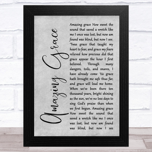 Alan Jackson Amazing Grace Grey Rustic Script Song Lyric Music Art Print