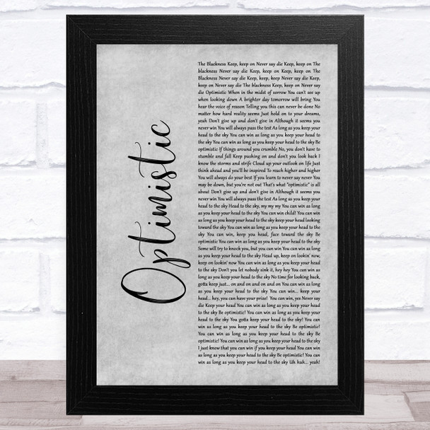 Sounds Of Blackness Optimistic Grey Rustic Script Song Lyric Music Art Print