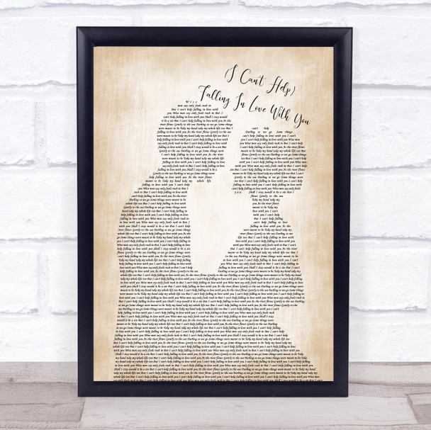 UB40 I Can't Help Falling In Love With You Bride Groom Song Lyric Music Wall Art Print