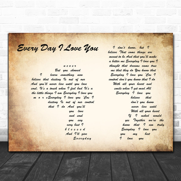 Boyzone Every Day I Love You Man Lady Couple Song Lyric Music Art Print