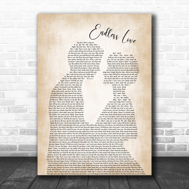 Lionel Richie Endless Love Man Lady Bride Groom Wedding Song Lyric Music Art Print