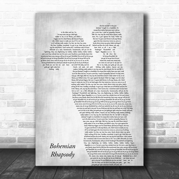 Queen Bohemian Rhapsody Mother & Child Grey Song Lyric Music Art Print