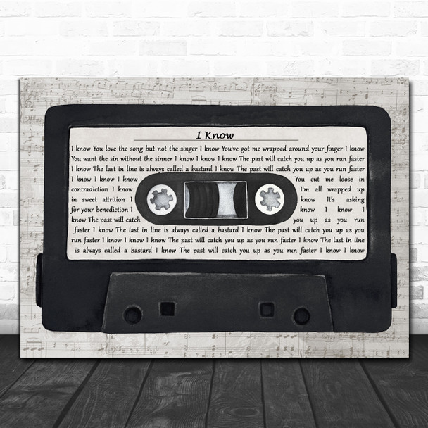 Placebo I Know Music Script Cassette Tape Song Lyric Music Art Print