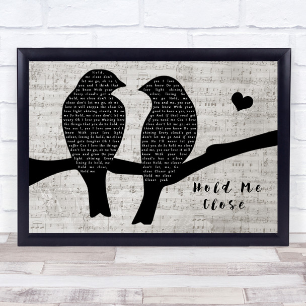 David Essex Hold Me Close Lovebirds Music Script Song Lyric Music Art Print David Essex Hold Me Close Lovebirds Music Script Song Lyric Music Art Print