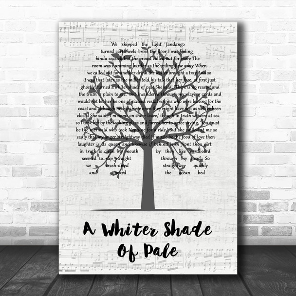 Procol Harum A Whiter Shade Of Pale Music Script Tree Song Lyric Music Art Print