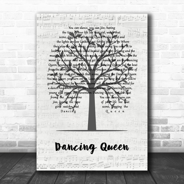ABBA Dancing Queen Music Script Tree Song Lyric Music Art Print