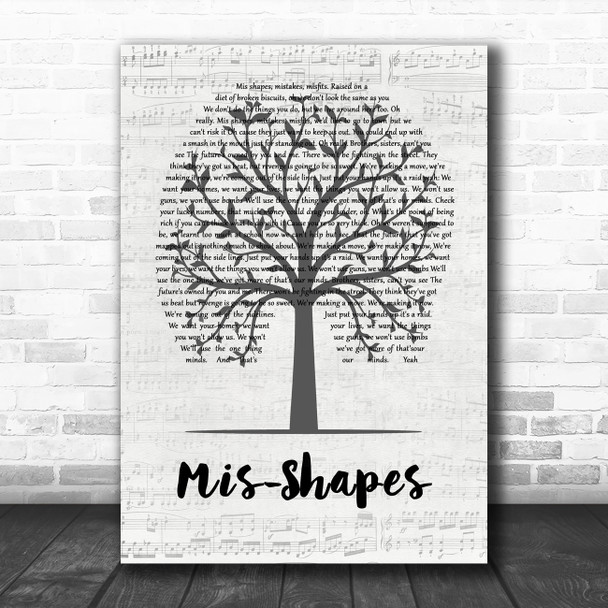 Pulp Mis-Shapes Music Script Tree Song Lyric Music Art Print