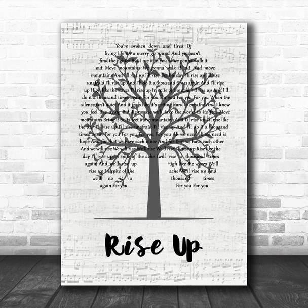 Andra Day Rise Up Music Script Tree Song Lyric Music Art Print