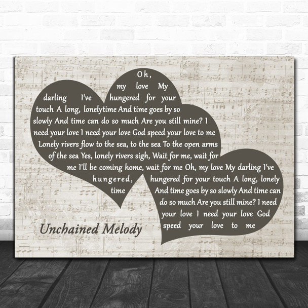 The Righteous Brothers Unchained Melody Landscape Music Script Two Hearts Song Lyric Music Art Print