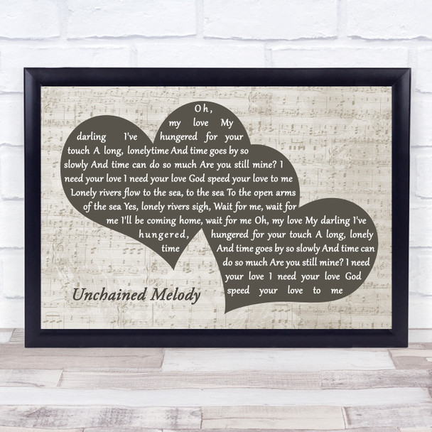 The Righteous Brothers Unchained Melody Landscape Music Script Two Hearts Song Lyric Music Art Print